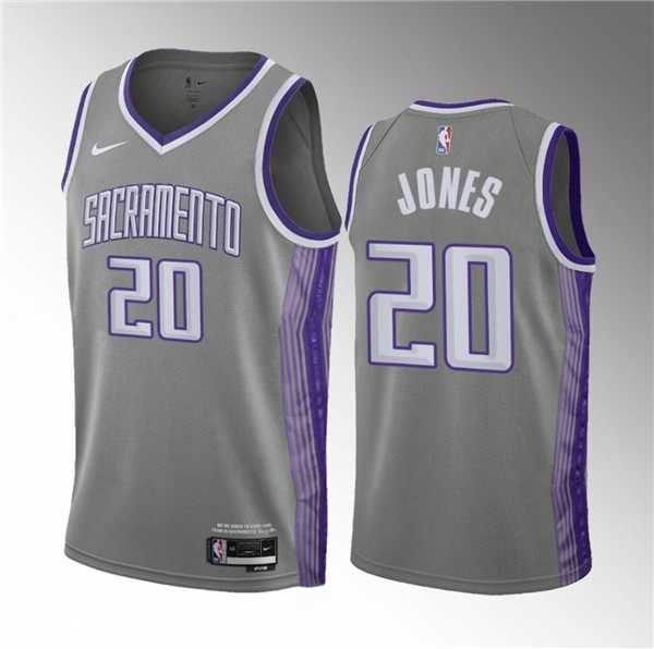Men%27s Sacramento Kings #20 Colby Jones Gray 2023 Draft City Edition Stitched Jersey Dzhi->sacramento kings->NBA Jersey